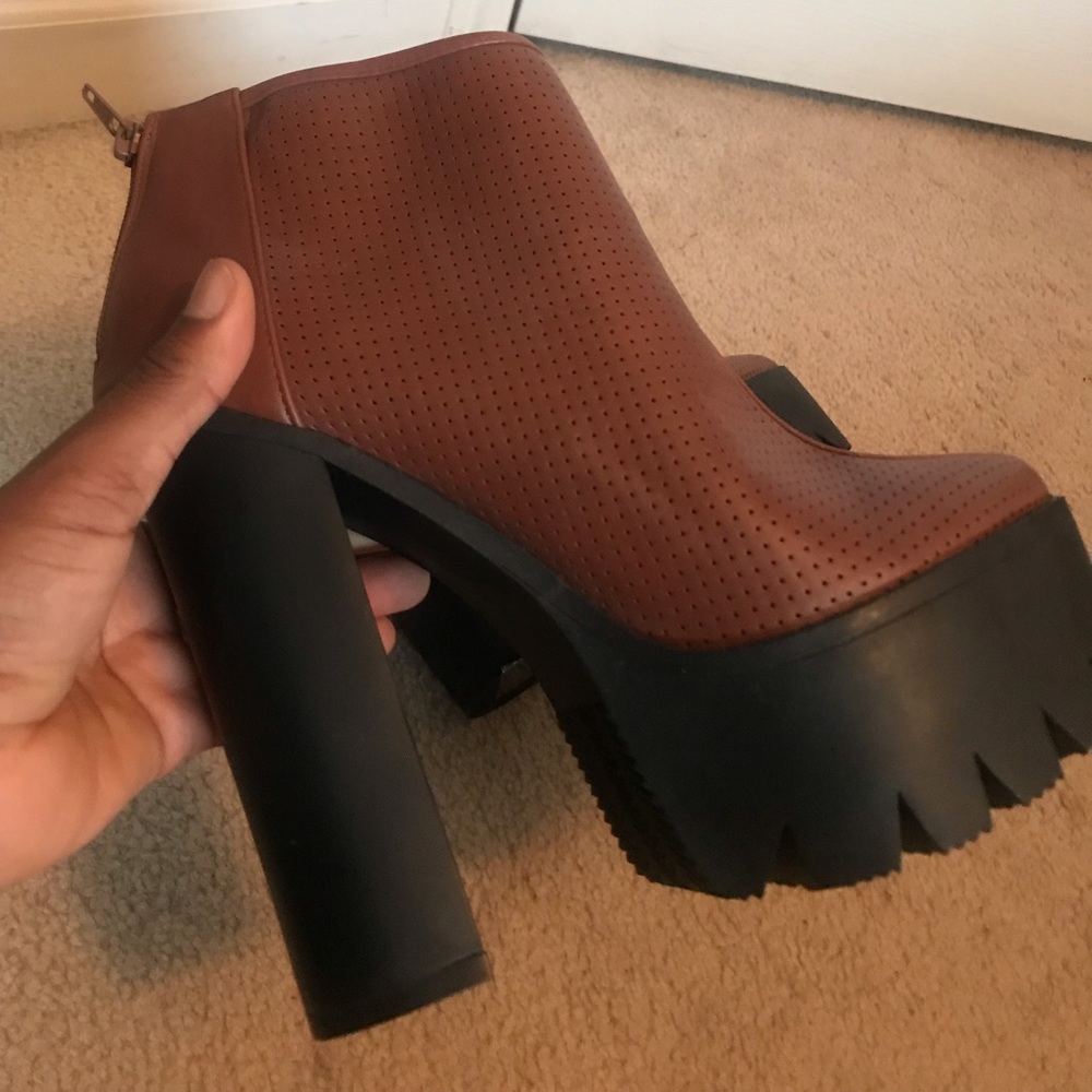 Perforated Brown Booties